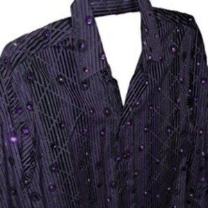 Mens Purple Sequin Disco Shirt XL